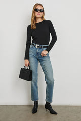 Uzun Kollu Mevsim Yaka Tişört - Siyah