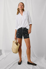 Mesa Kısa - Kül Siyah Çiçekli