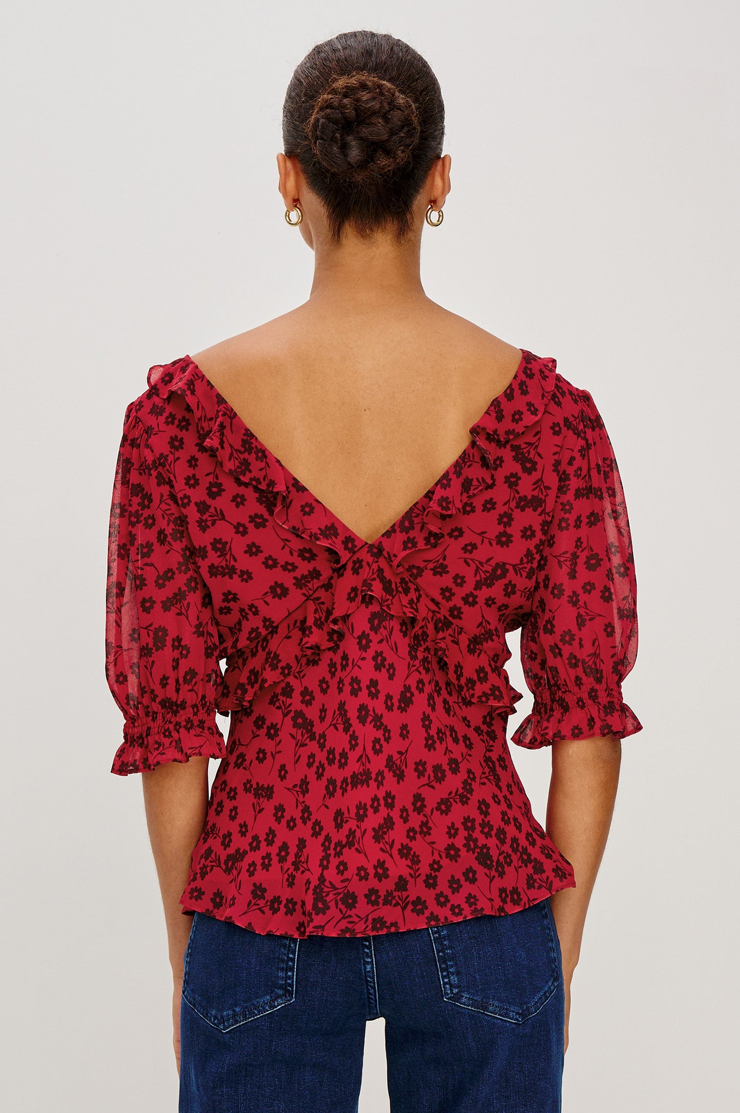 Miramar Top - Carmine Daisies