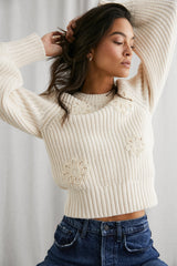 Romy Sweater - Fildişi Örgü Papatyalar
