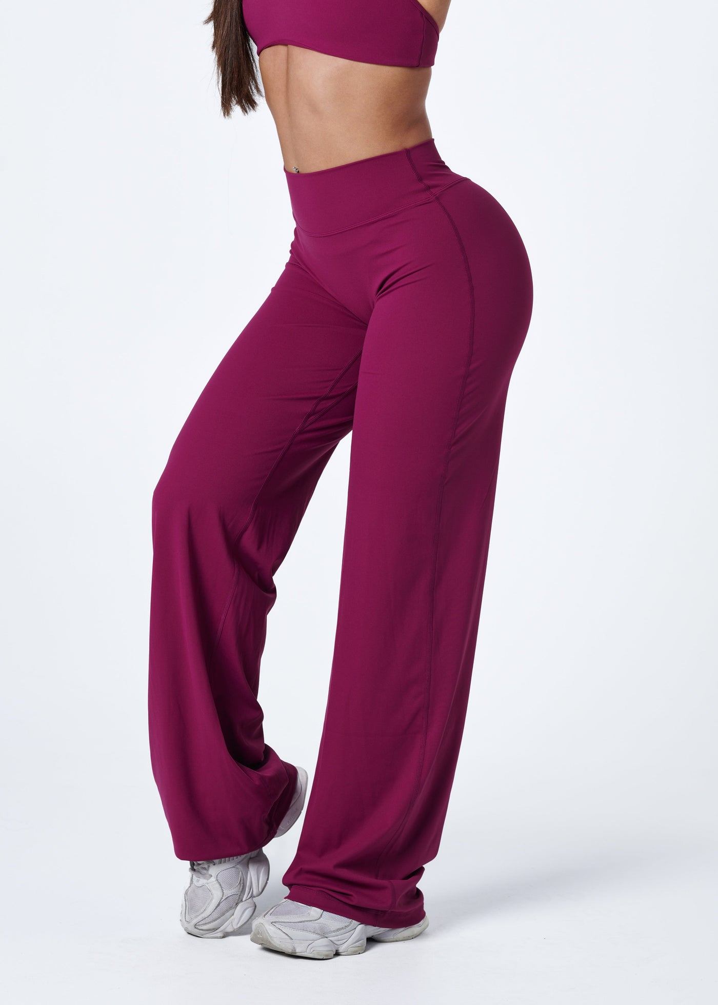 Düz Paçalı Pantolon - Berry