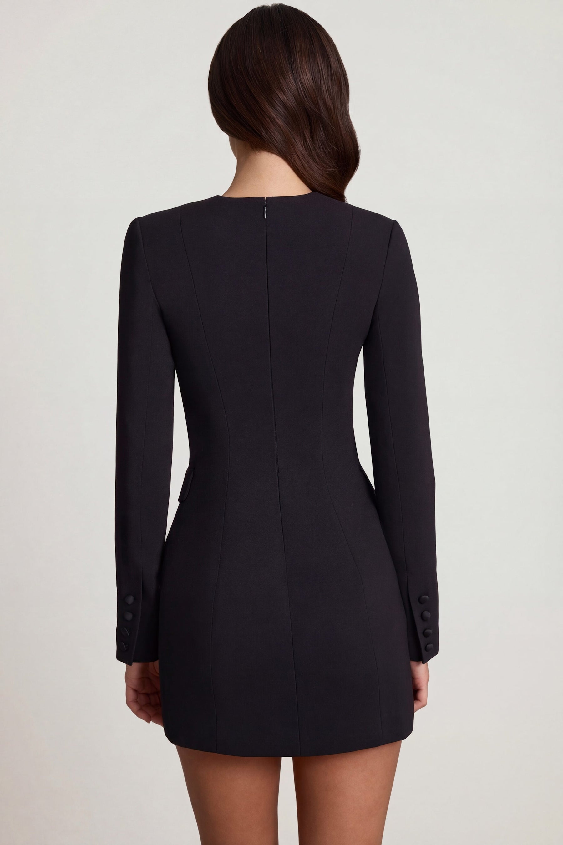 Siyah Renkli, Tek Düğmeli, Yapılı Blazer Mini Elbise