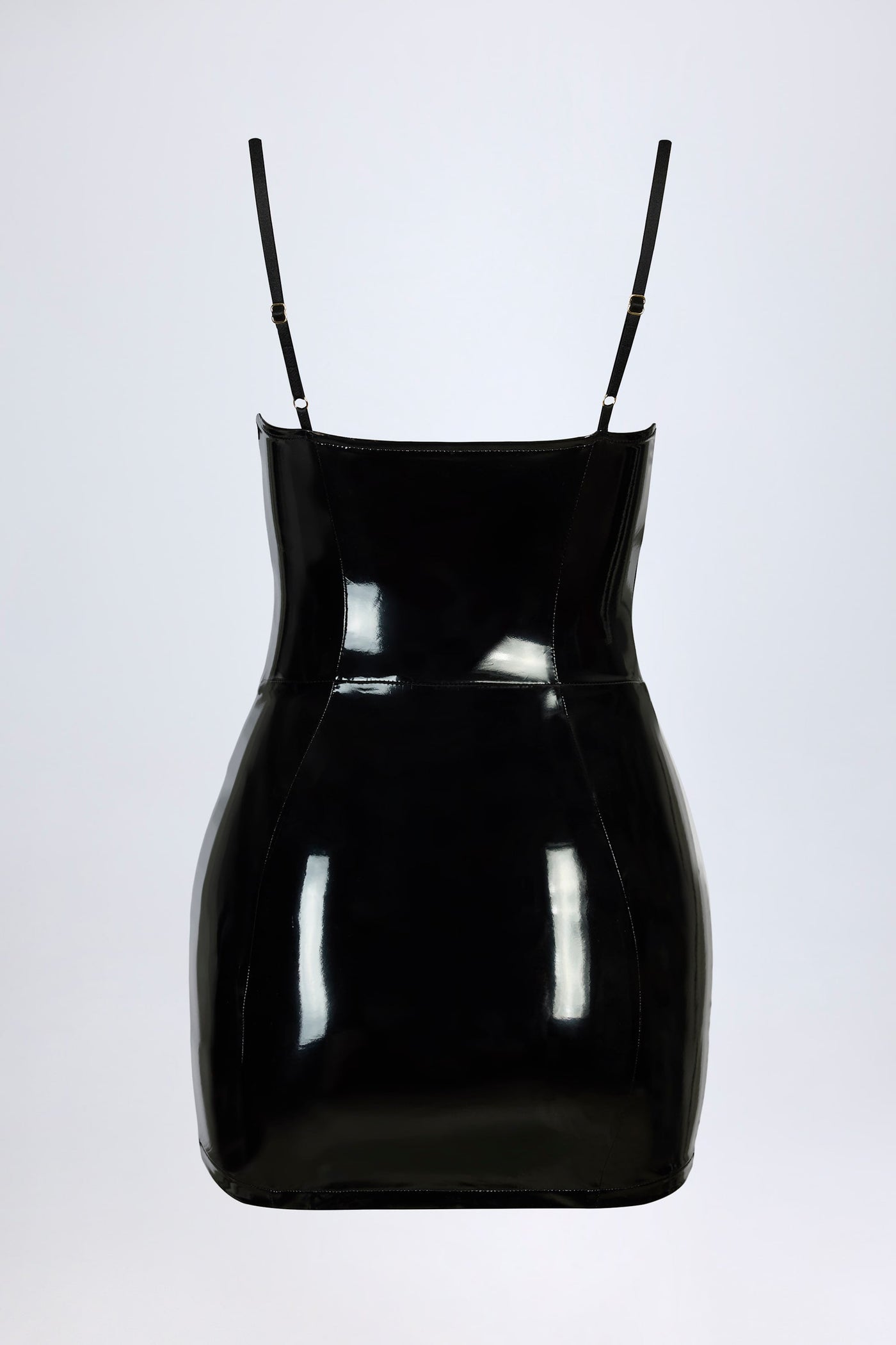 Siyah Vinil Korse Mini Elbise