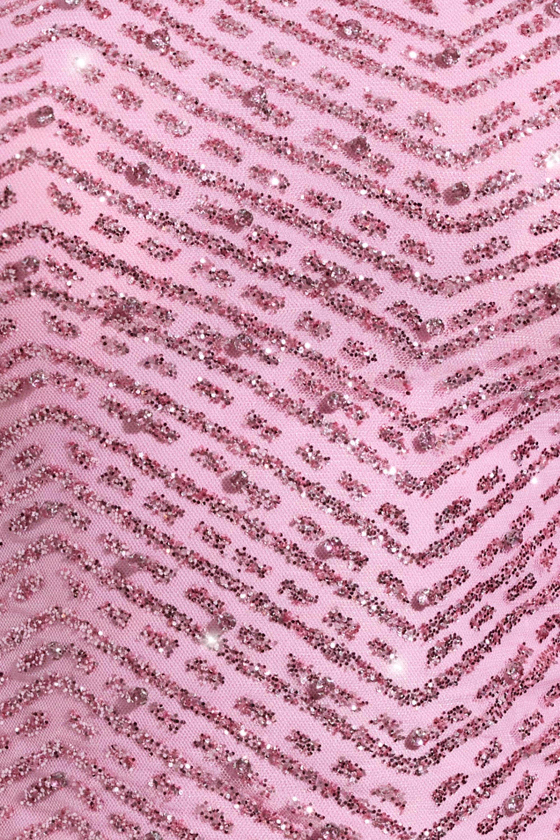 Pembe Renkli, Asimetrik Kesimli, Şal Detaylı, Süslemeli Bluz