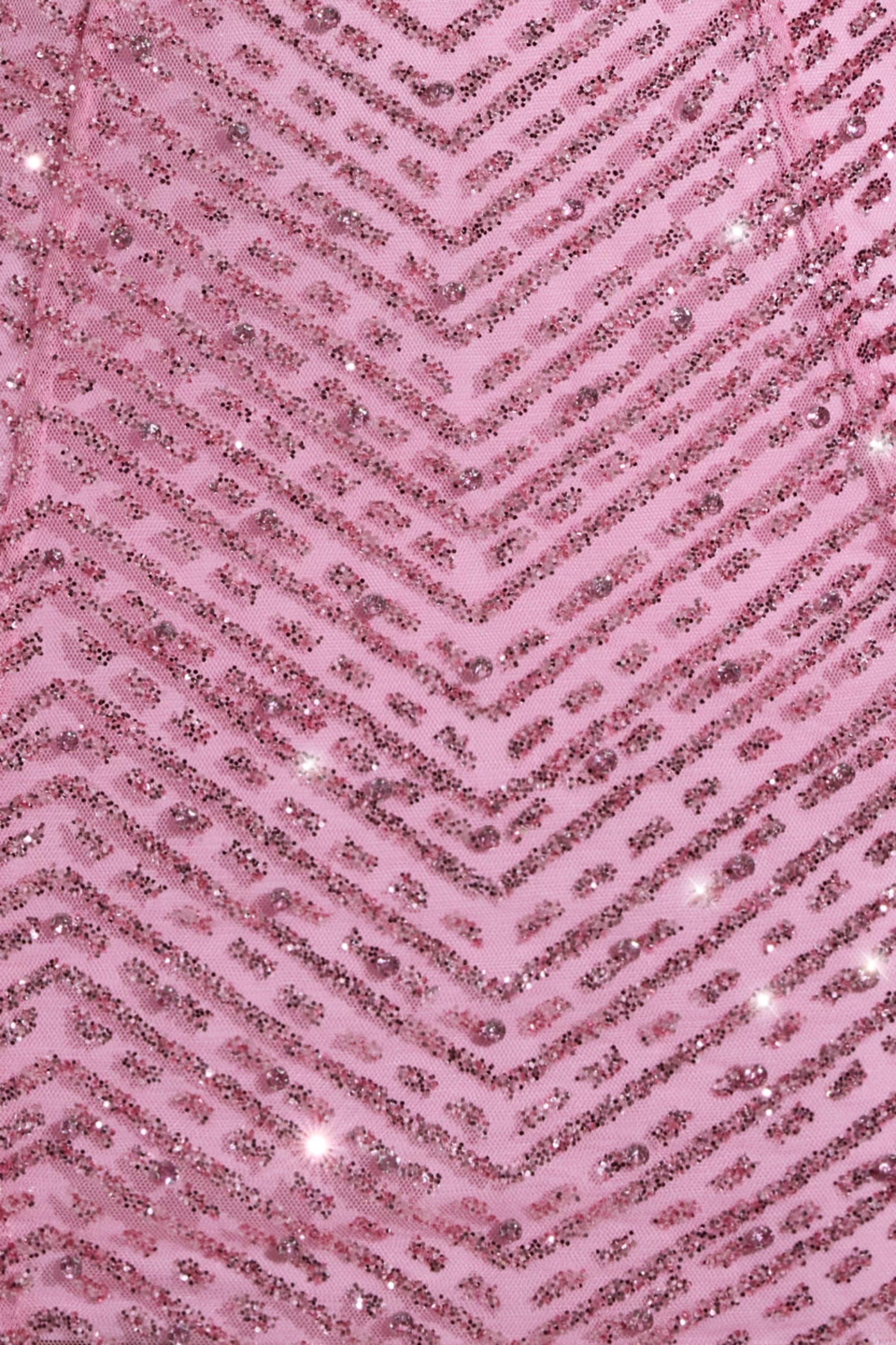 Pembe Renkli, İşlemeli Askılı Mini Elbise