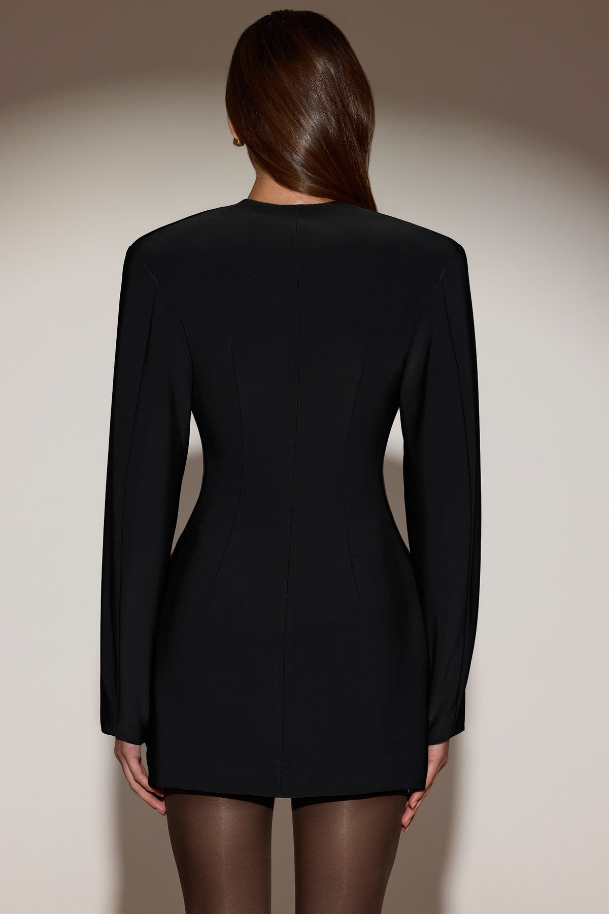 Tek Düğmeli Blazer Mini Elbise, Siyah