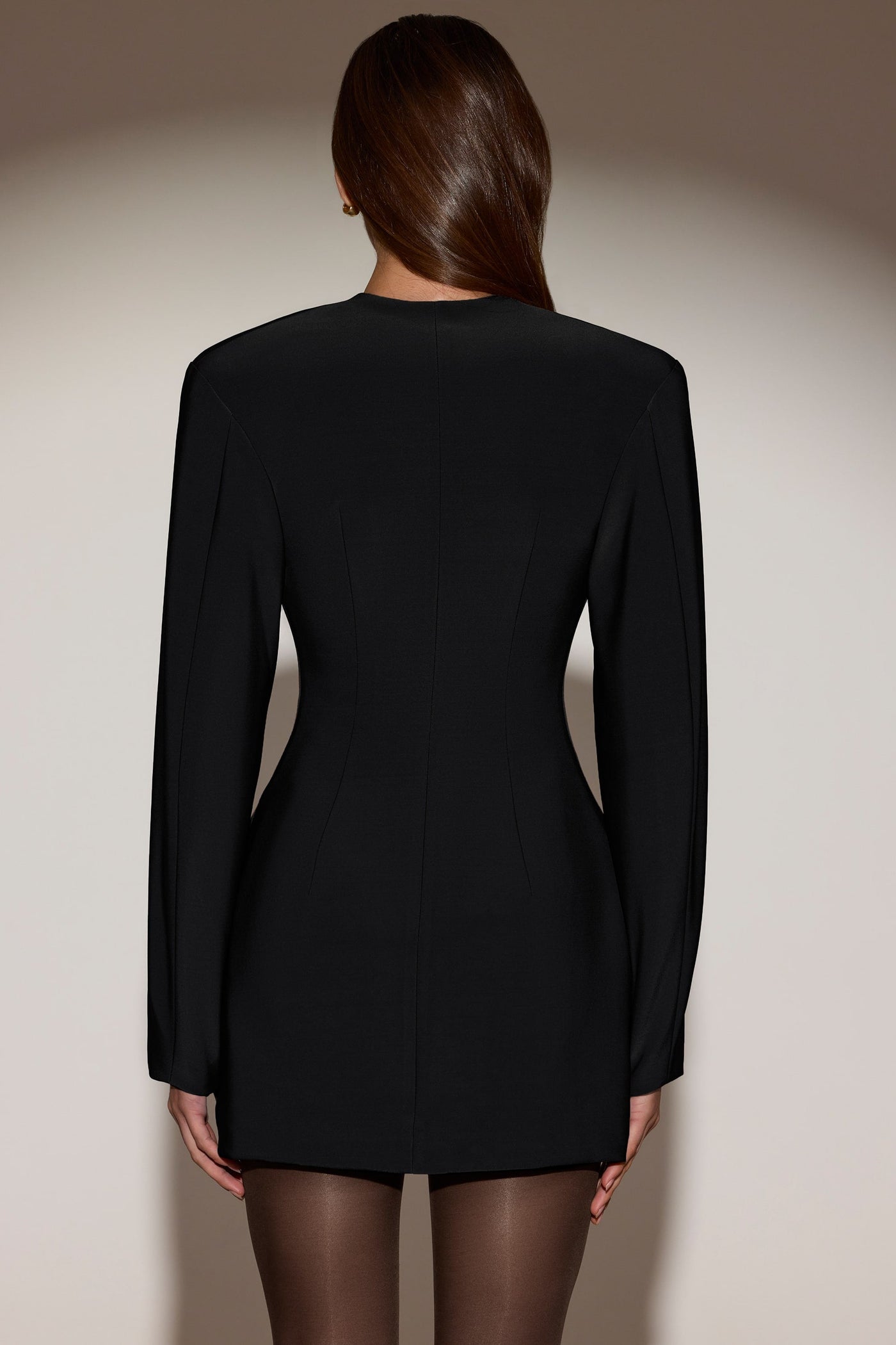 Tek Düğmeli Blazer Mini Elbise, Siyah