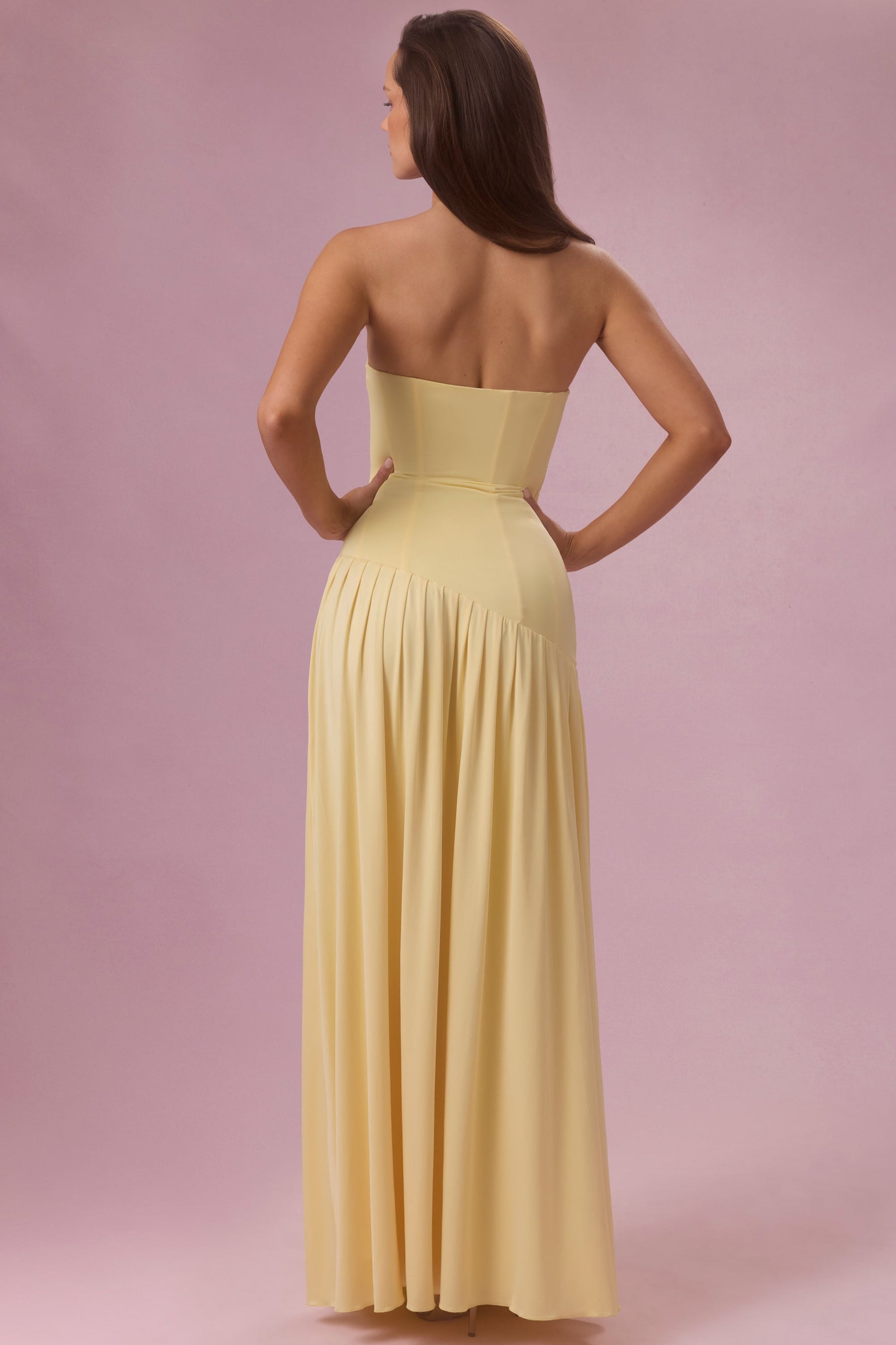 Tereyağı Sarısı Rengi, Askısız, Premium Jersey Elbise