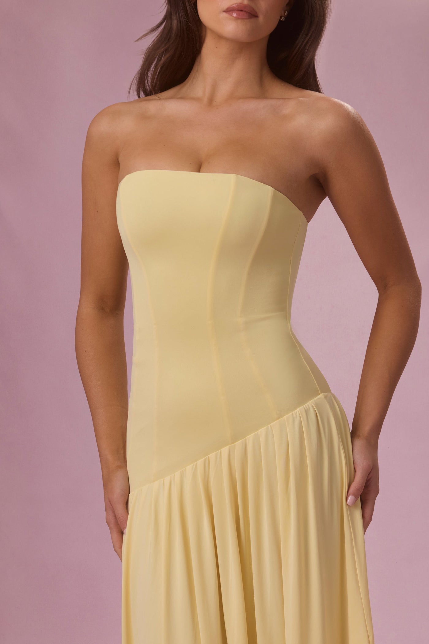 Tereyağı Sarısı Rengi, Askısız, Premium Jersey Elbise