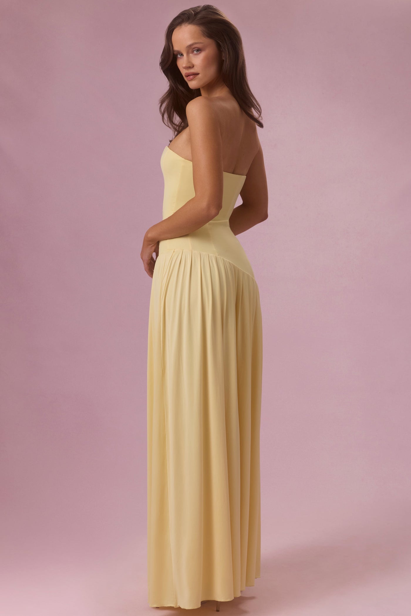 Tereyağı Sarısı Rengi, Askısız, Premium Jersey Elbise