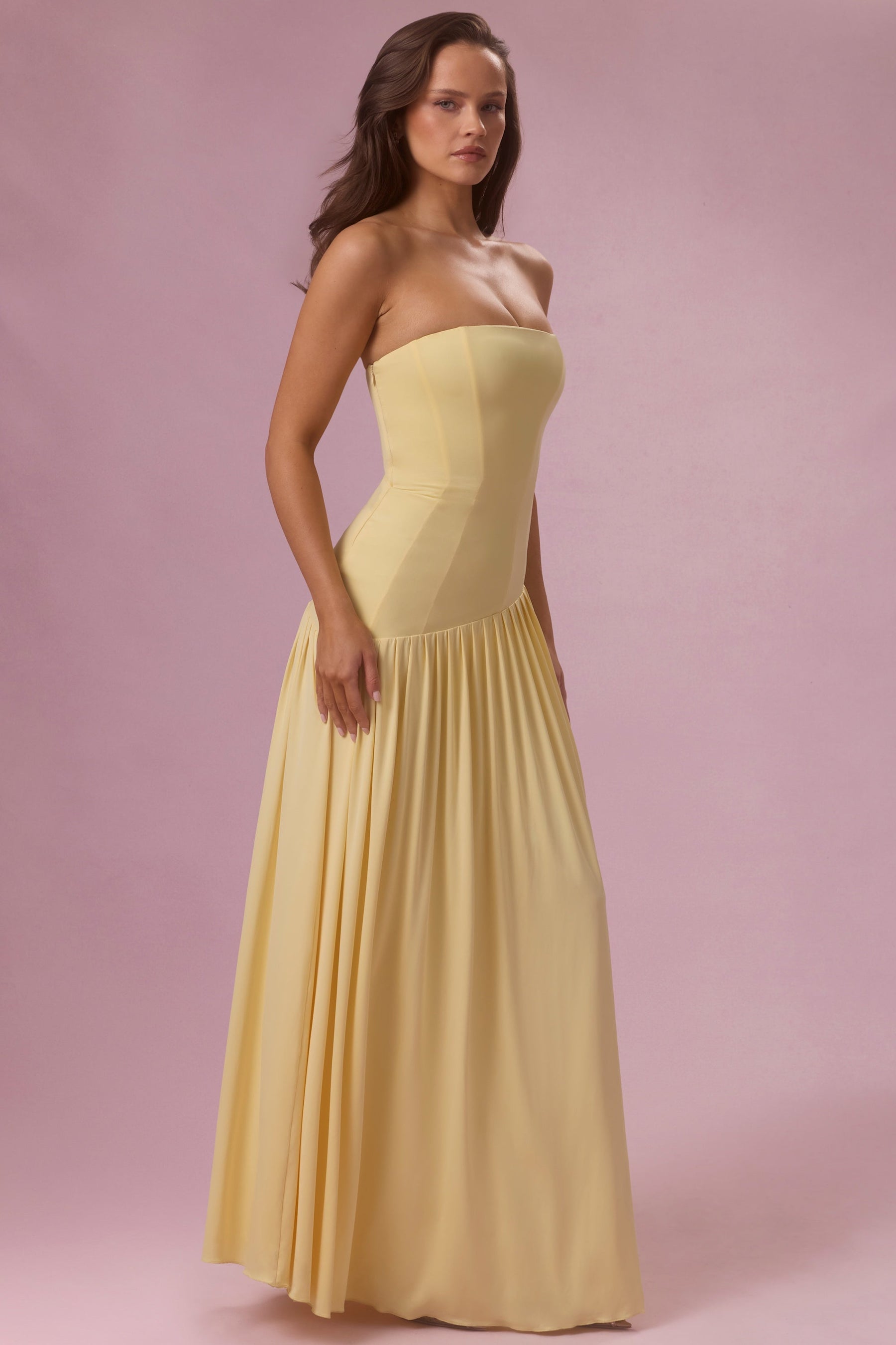 Tereyağı Sarısı Rengi, Askısız, Premium Jersey Elbise