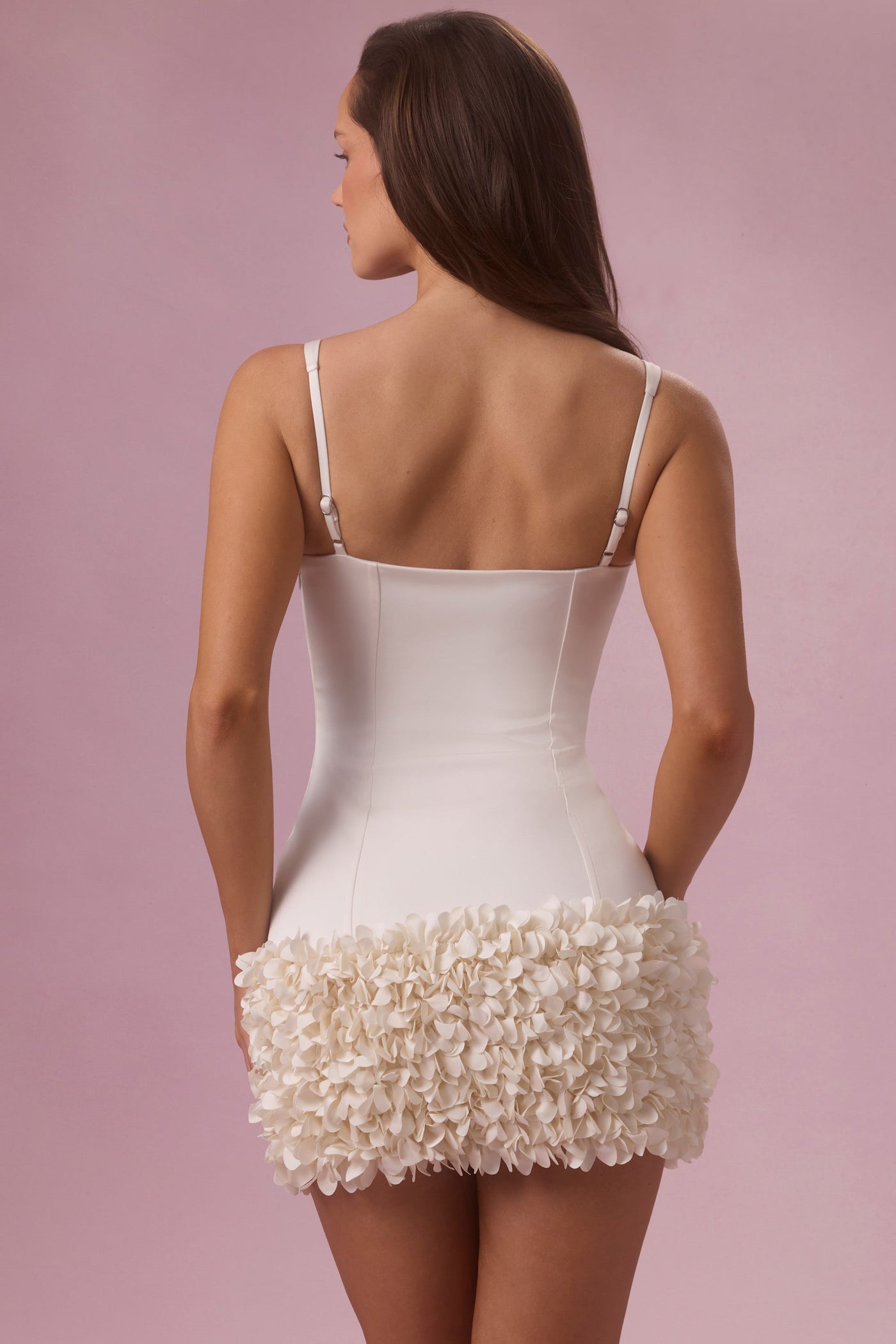 Fildişi Rengi Premium Saten Mini Elbise