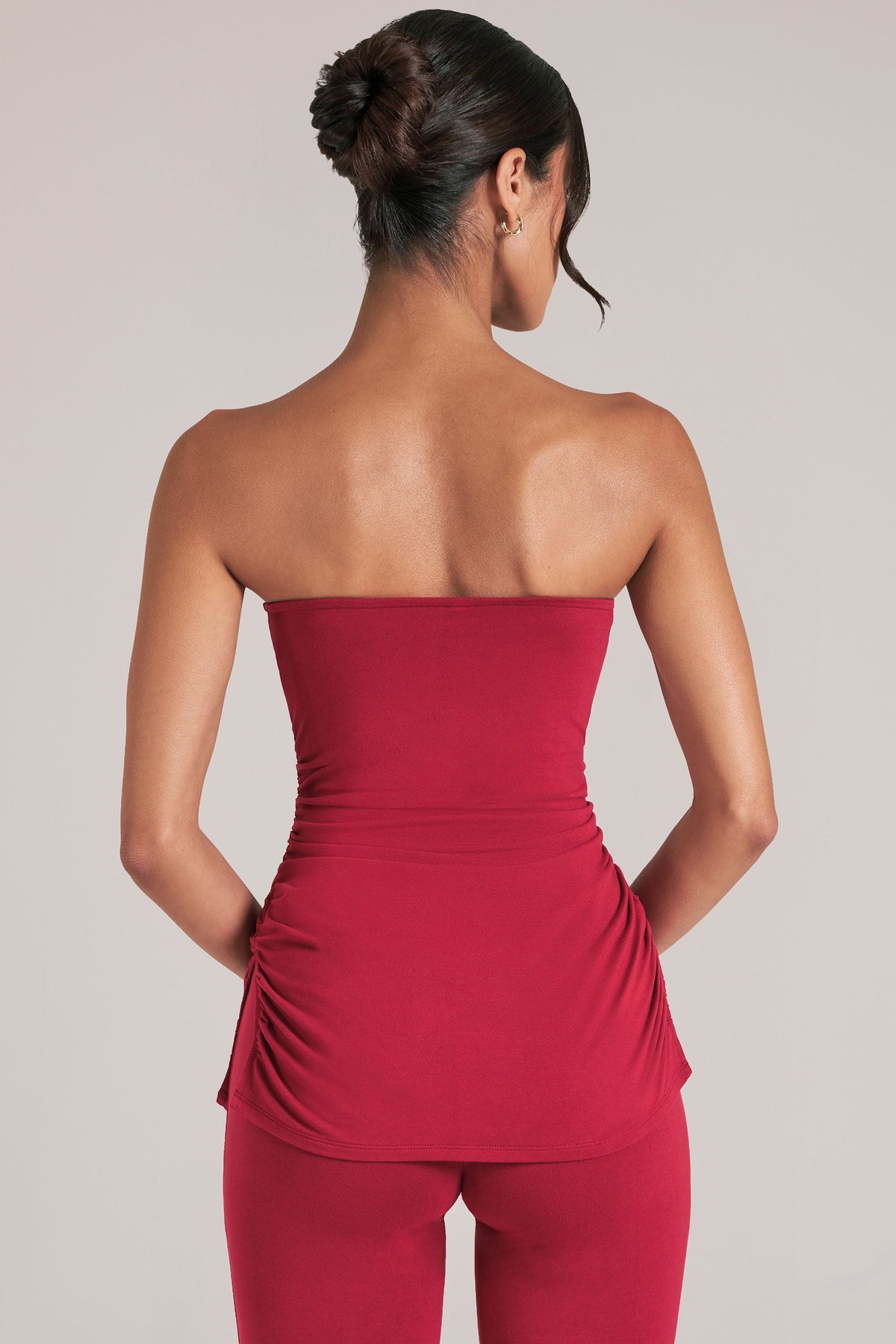 Bandeau Uzun Kesimli Bluz, Kiraz Kırmızısı