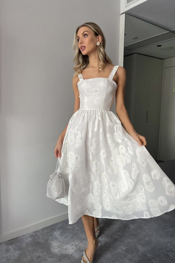 Jakarlı Düz Korse Midi Elbise