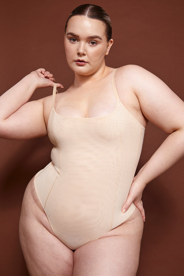 Bej Yumuşak File Bodysuit