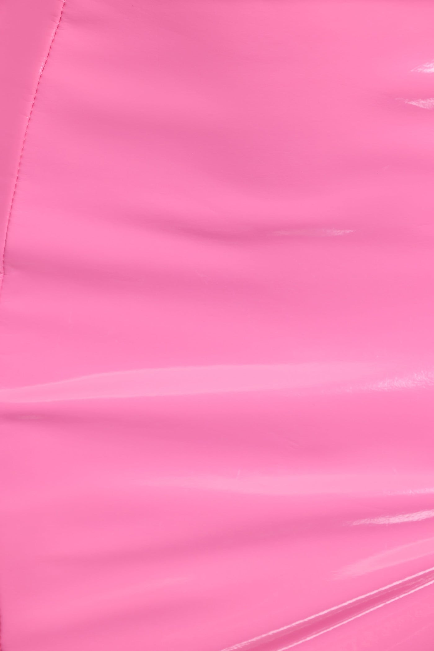 Pembe Vinil Yırtmaçlı Mikro Mini Etek