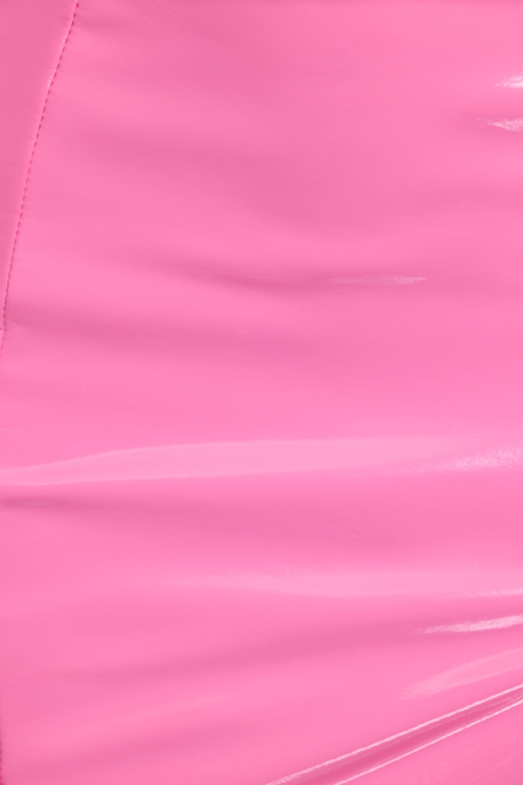 Pembe Vinil Yırtmaçlı Mikro Mini Etek