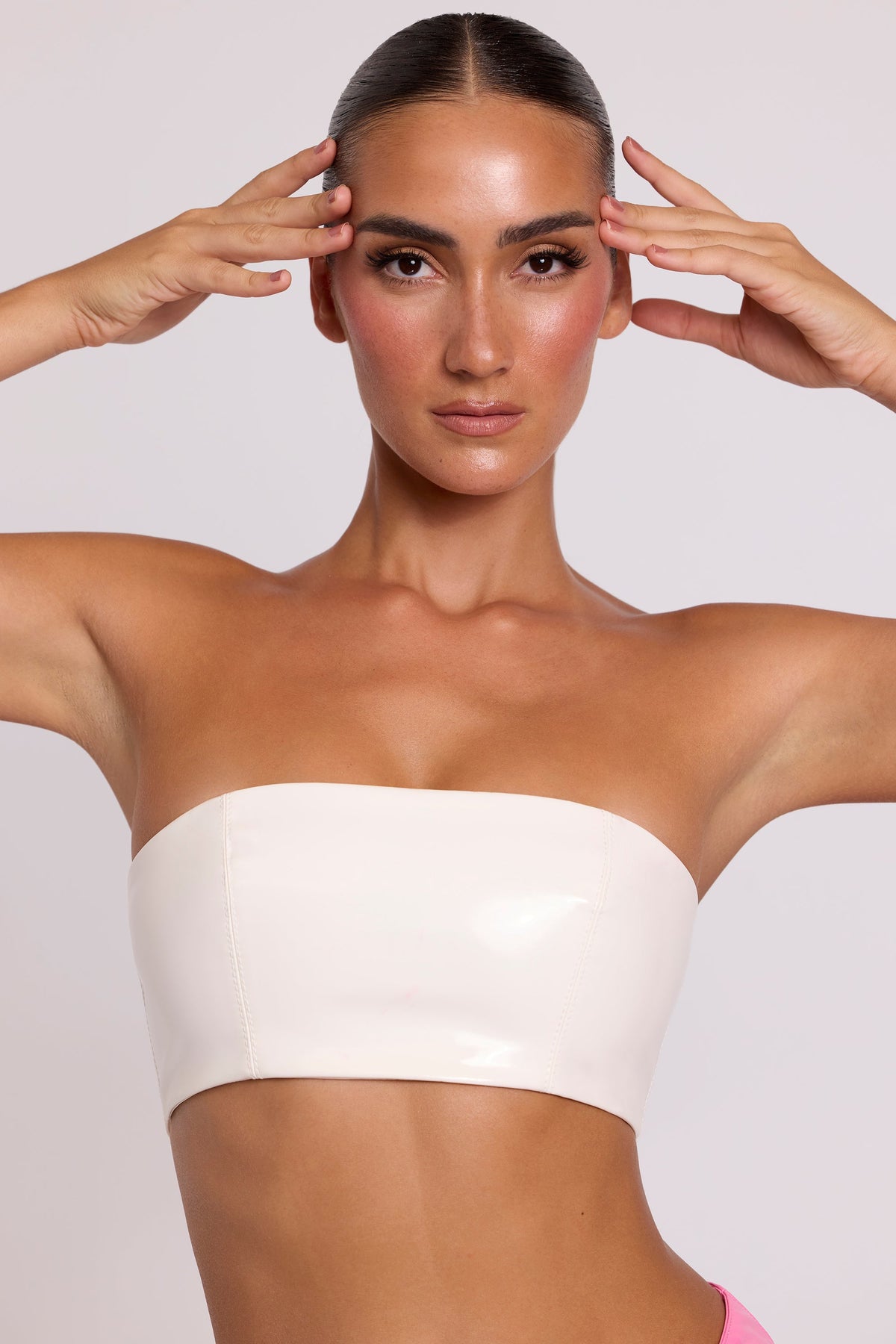 Beyaz Vinil Bandeau Bralet