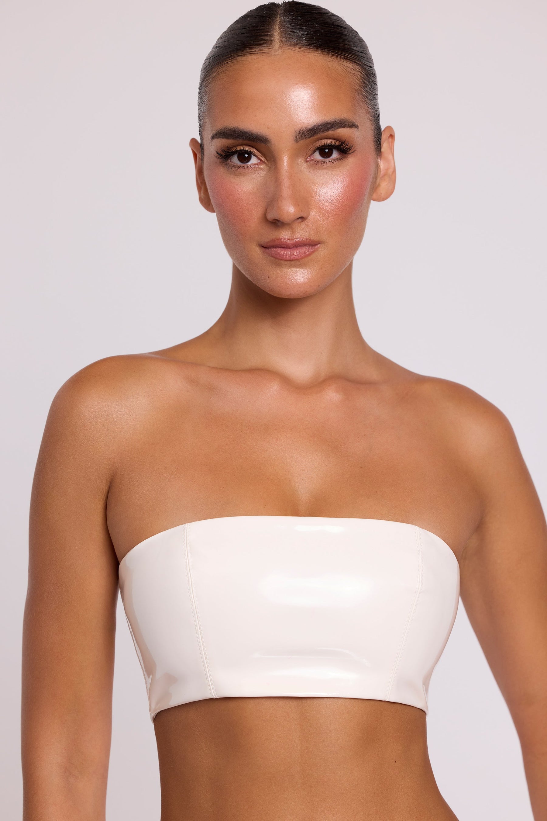 Beyaz Vinil Bandeau Bralet