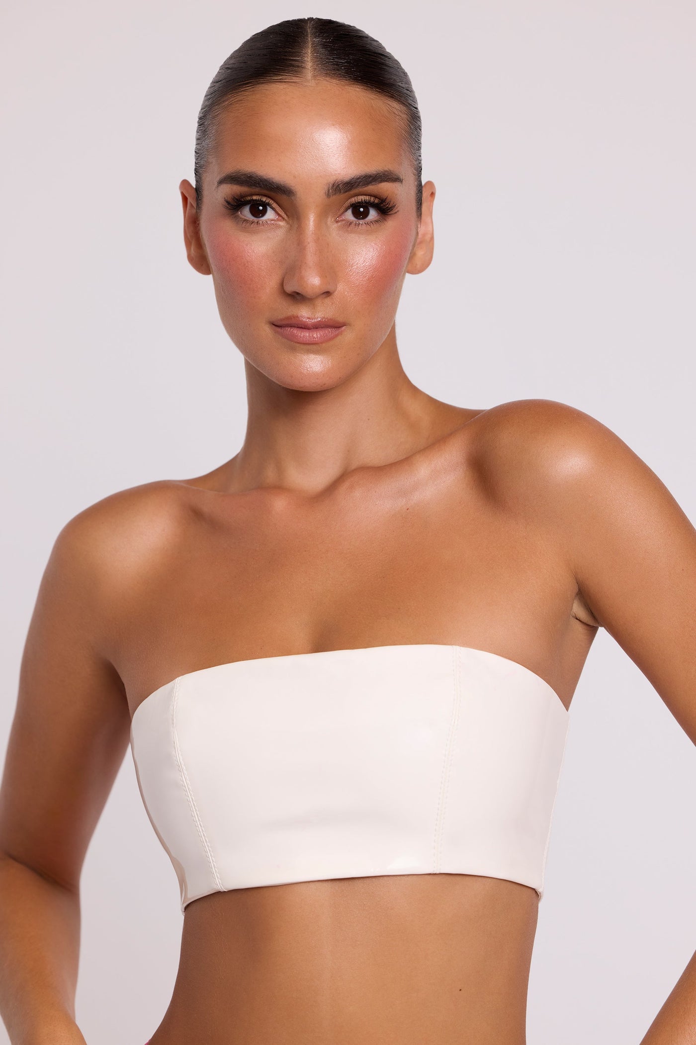 Beyaz Vinil Bandeau Bralet