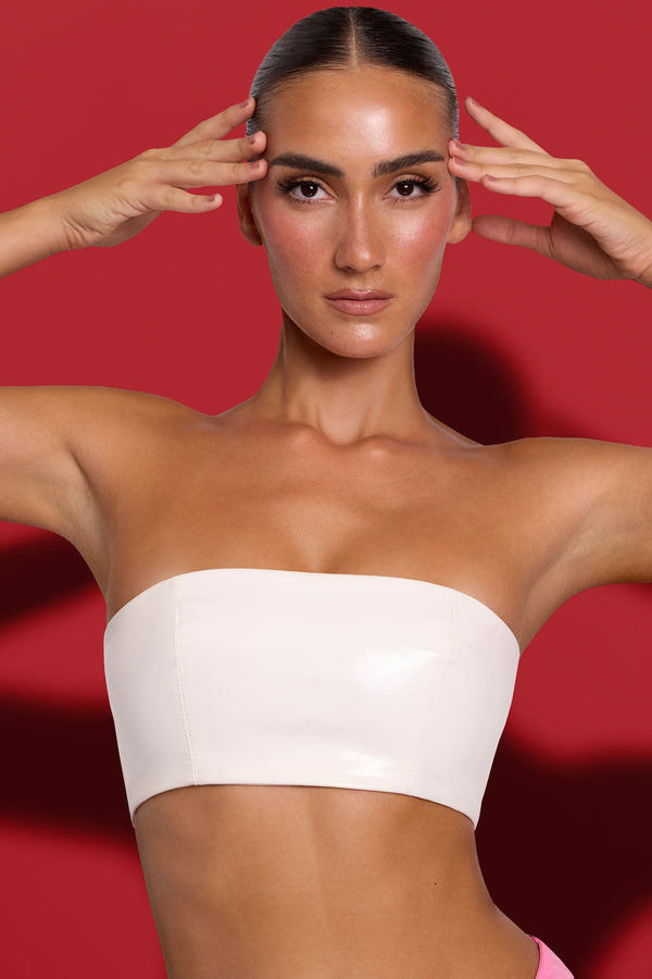 Beyaz Vinil Bandeau Bralet