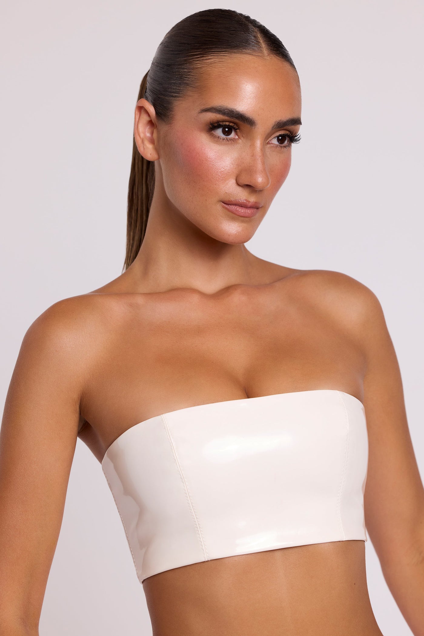 Beyaz Vinil Bandeau Bralet
