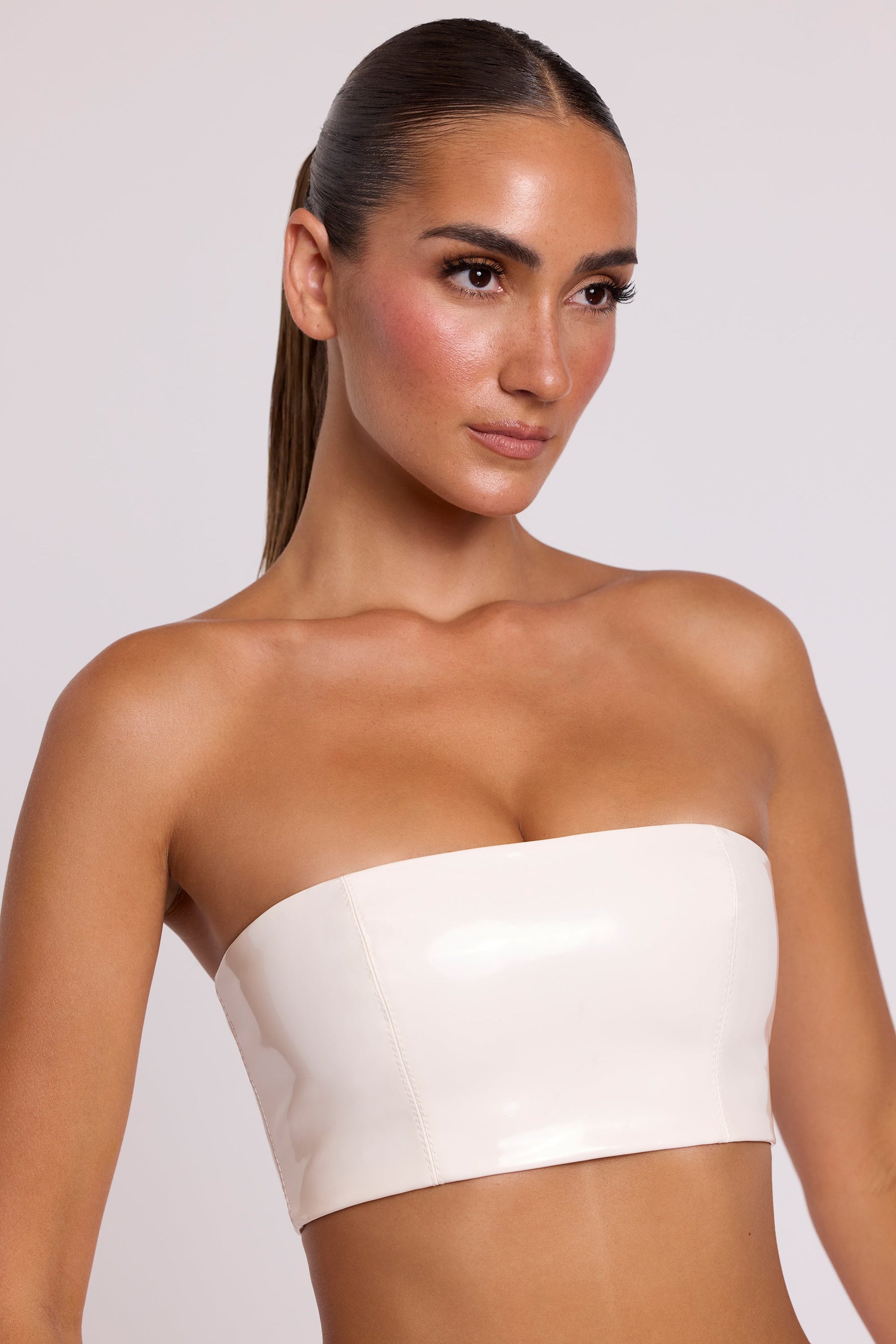 Beyaz Vinil Bandeau Bralet