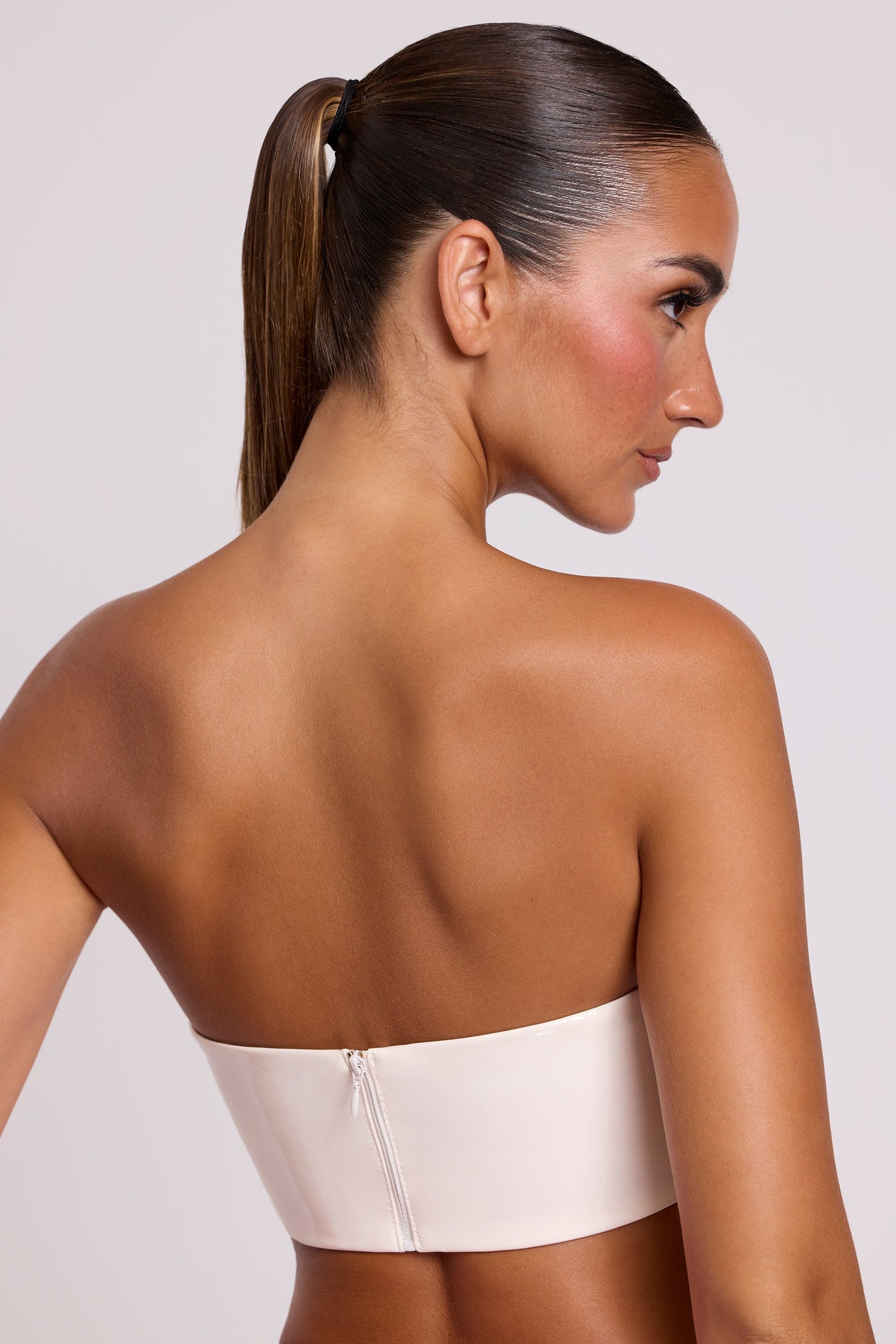 Beyaz Vinil Bandeau Bralet