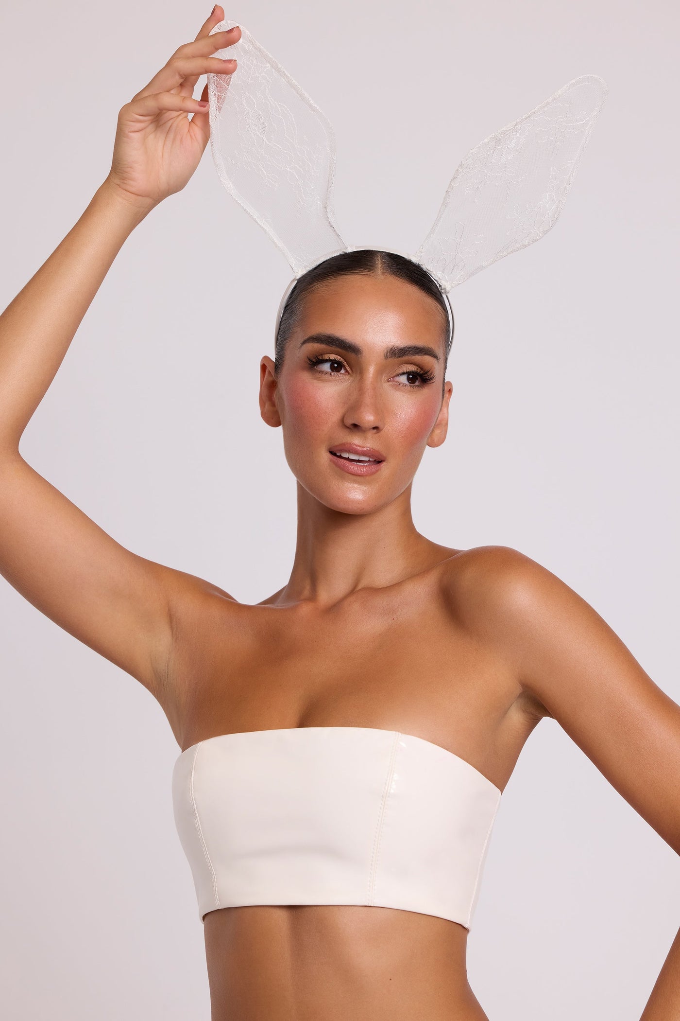 Beyaz Vinil Bandeau Bralet