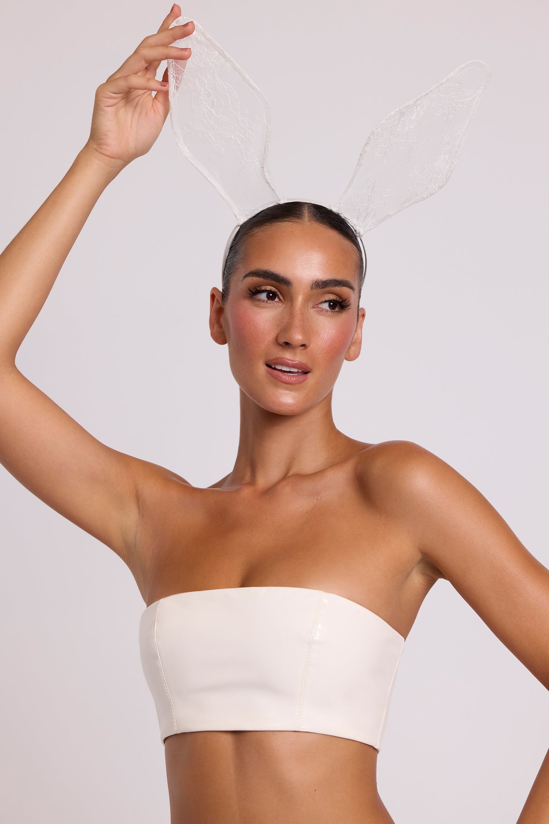 Beyaz Vinil Bandeau Bralet