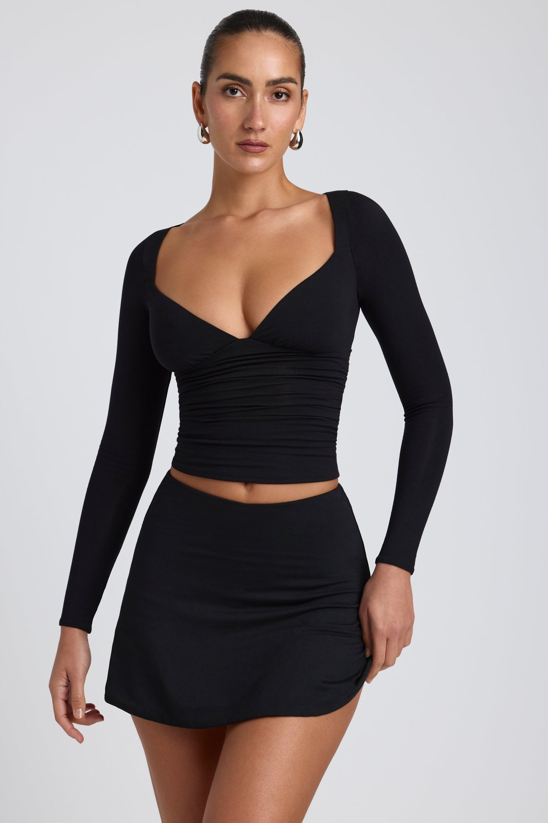 Modal A-Line Mini Şort Etek, Siyah