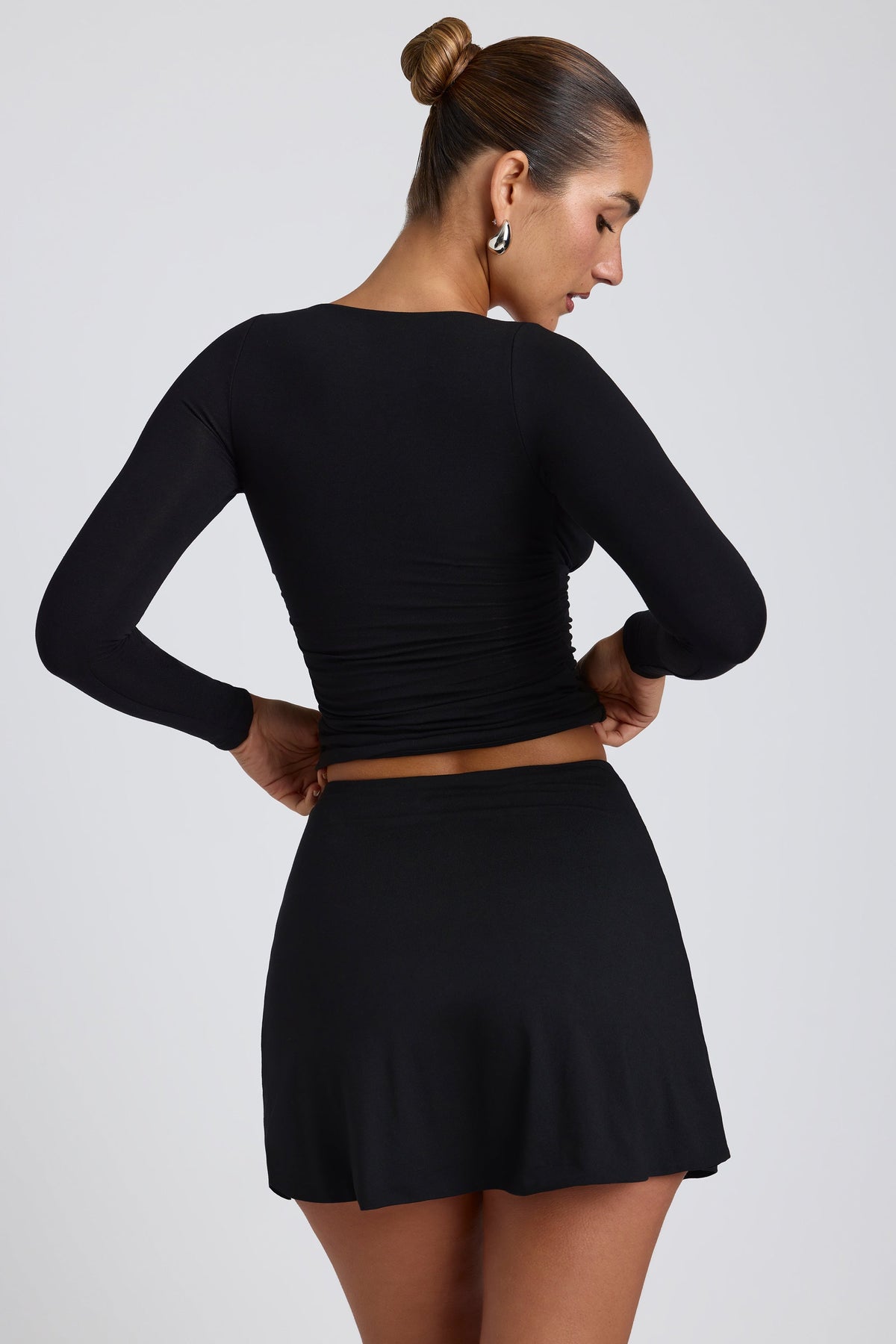 Modal A-Line Mini Şort Etek, Siyah