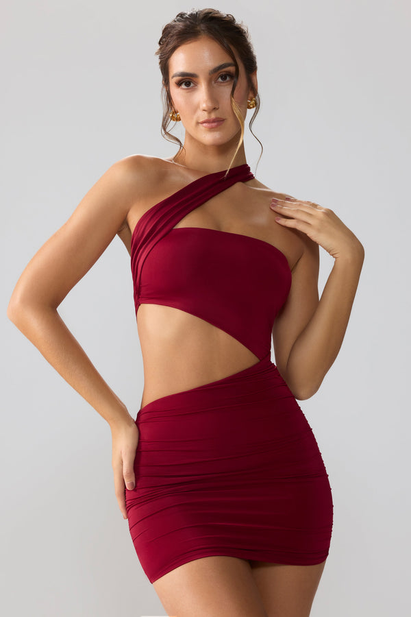 Slinky Jersey Rüstik Kesikli Ruby Mini Elbise