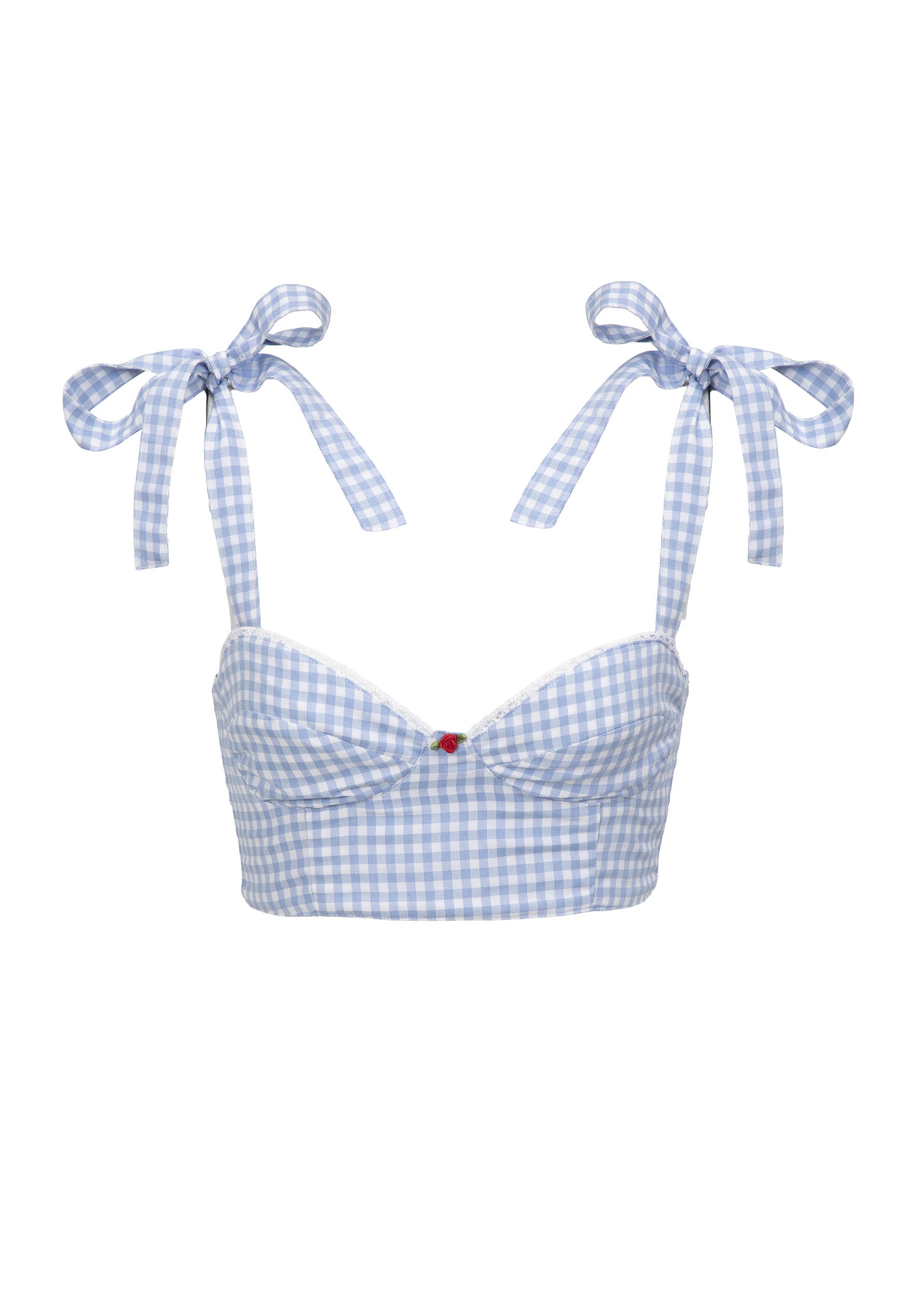 Alba Açık Mavi Gingham - Üst Kısım