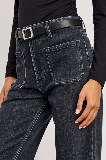 Alamitos Geniş Paçali Pantolon - Siyah İnci