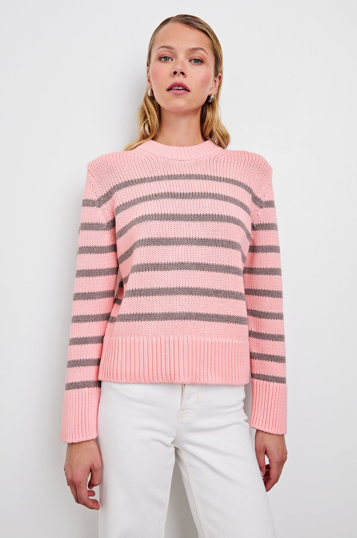 Alıse Sweater - Pembe Melanj Çizgili