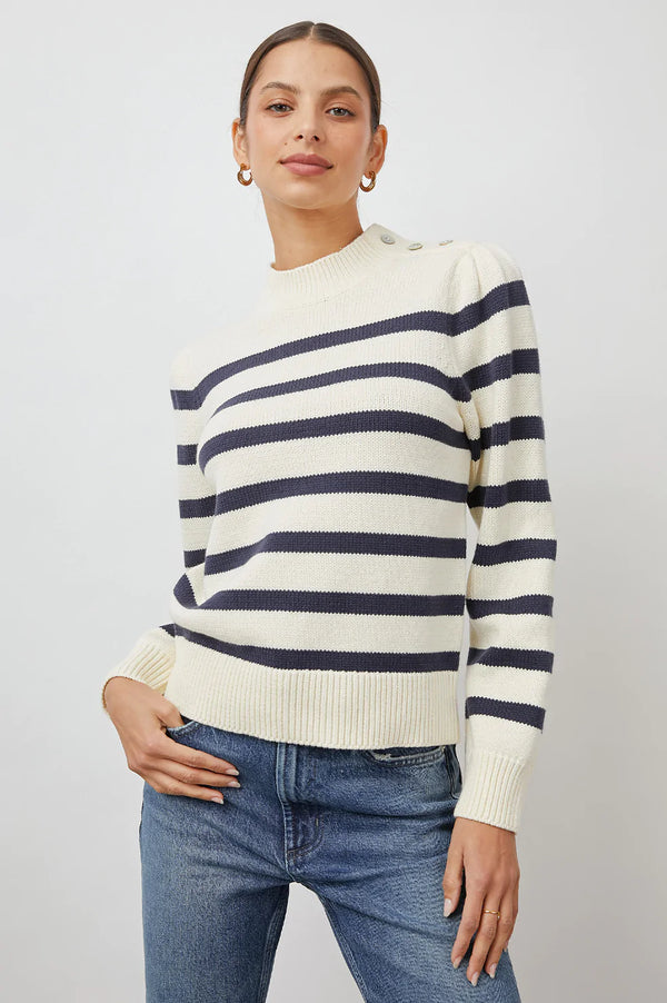 Allıe Sweater - Fildişi Lacivert Çizgili