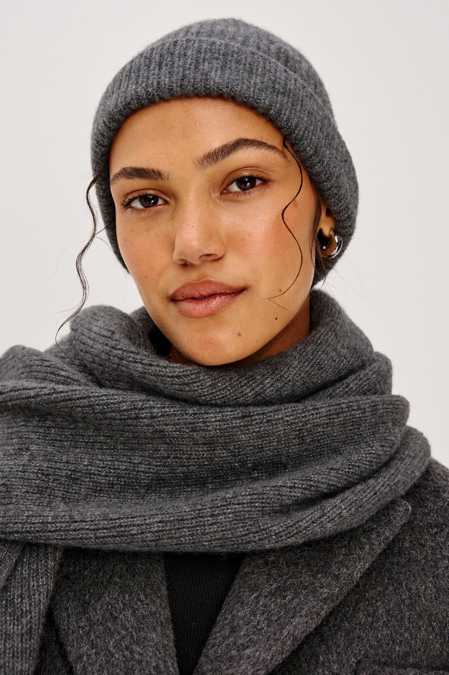 Sonbahar Kaşmir İpek Örgü Şapka - Gök Gürültüsü