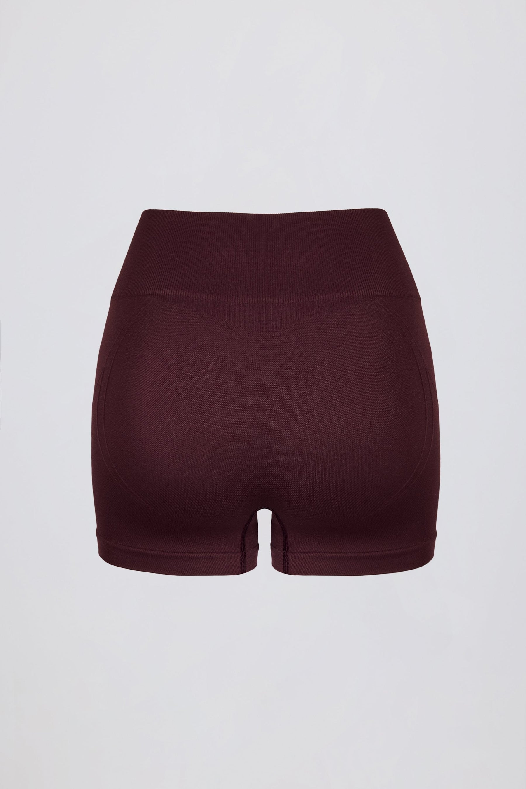 Bordo Renkli Dikişsiz Süper Şekillendirici Mini Şort