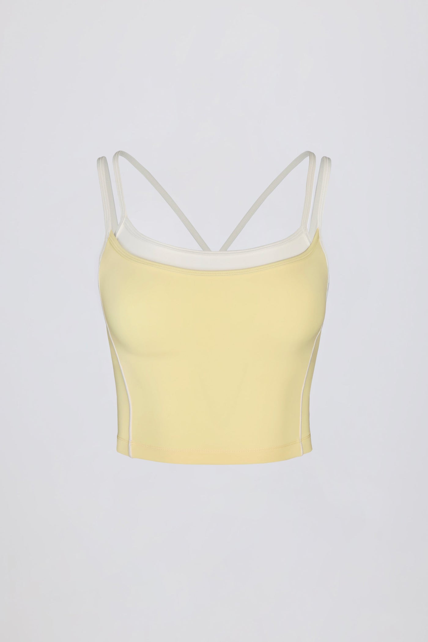 Yumuşak Sarı Renkte Katmanlı Yumuşak Aktif Atlet