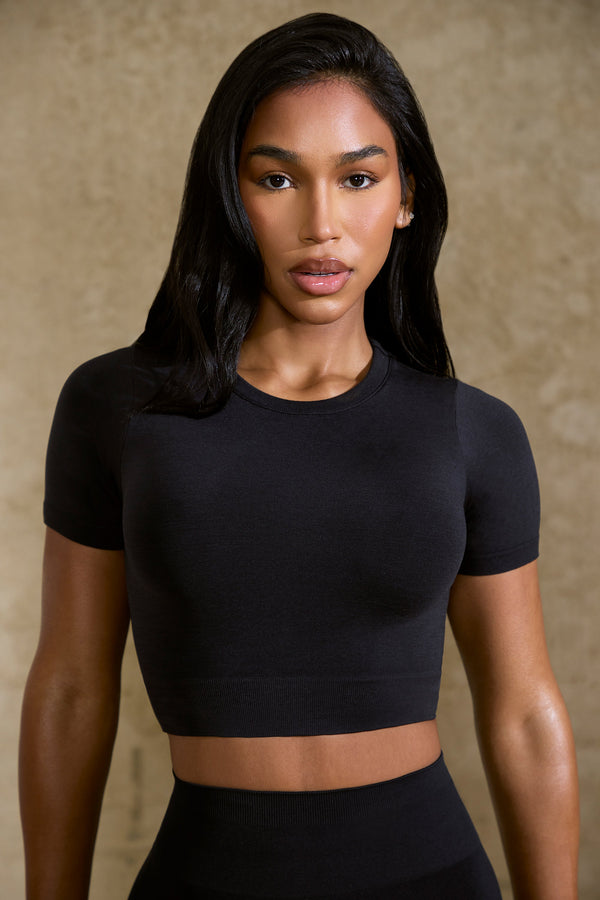 Define Luxe Baby Tee Crop Top Siyah