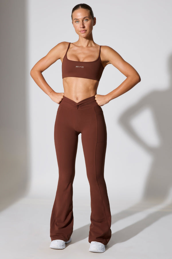Çikolata Rengi Twist Waist Flare Tayt