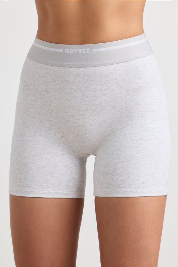 Gri Marl Yüksek Bel Mini Şort