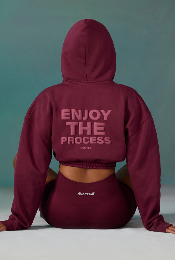 Erik Rengi Kısa Bağcıklı Kapüşonlu Sweatshirt