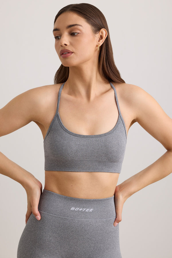 Flexirib Scoop Yaka Spor Sütyeni Gri Melanj