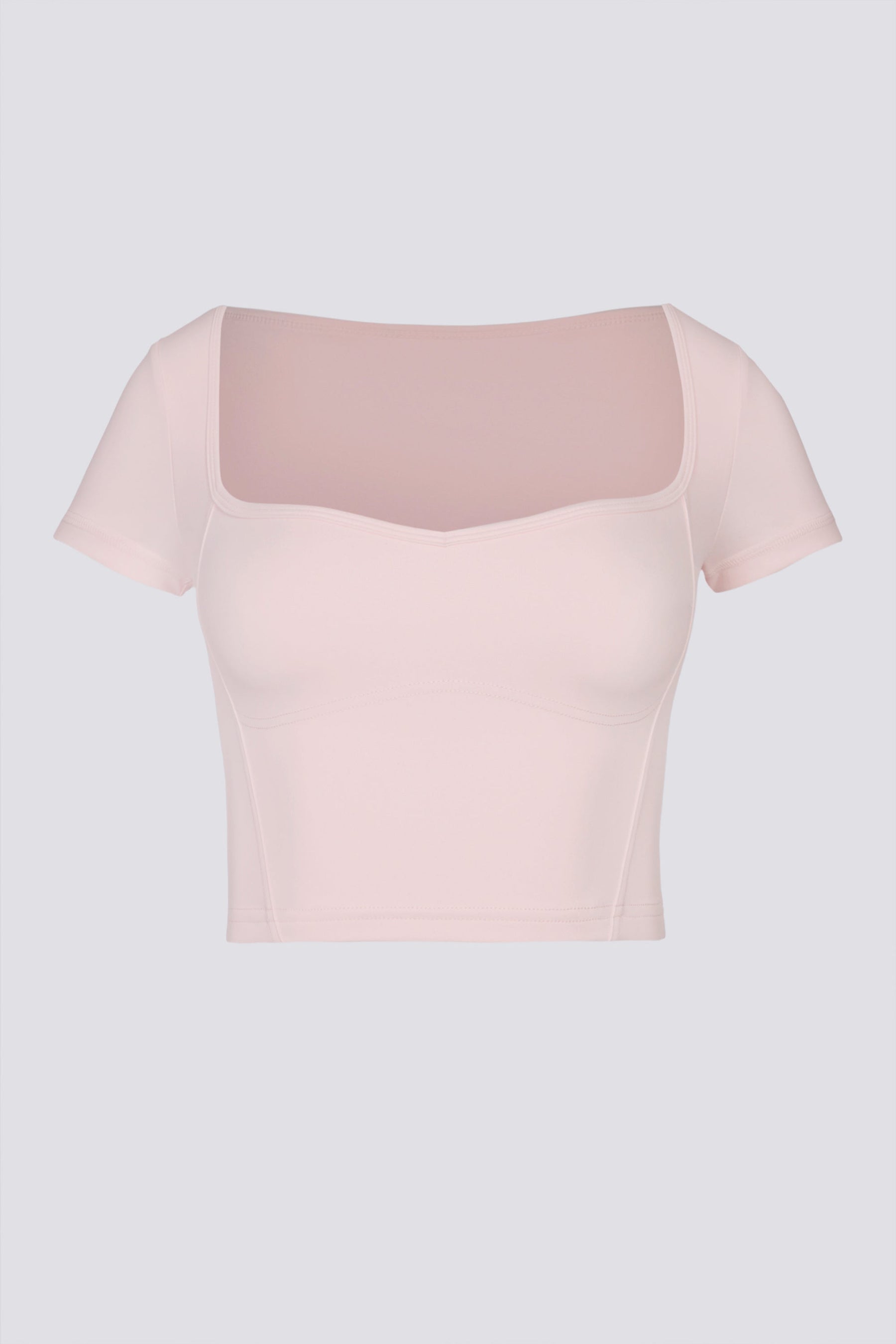 Yumuşak Ve Aktif Tasarımlı, Kalp Yakalı, Bale Pembesi Crop Top