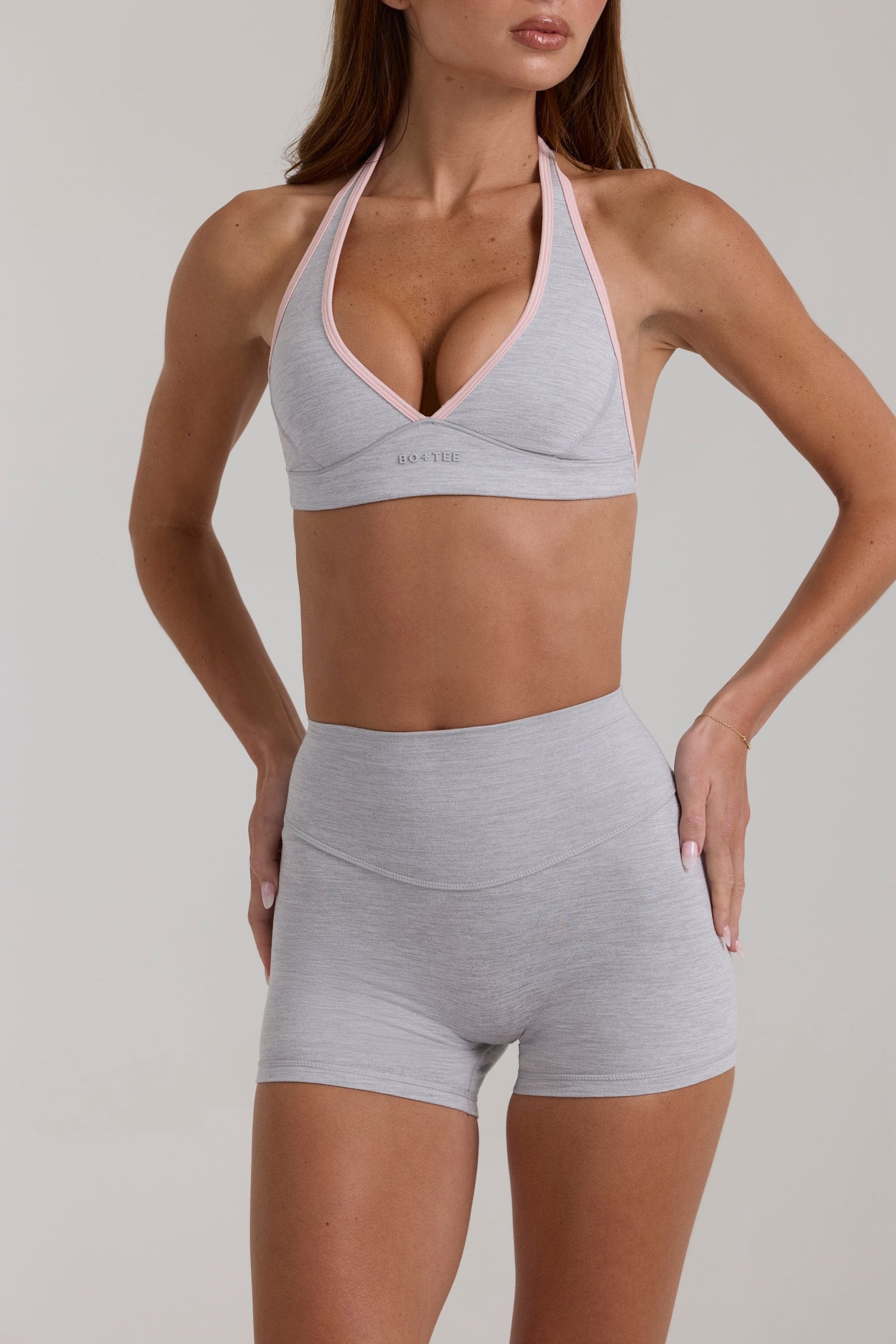 Gri Melanj Kumaştan Yumuşak Aktif Spor Sütyeni