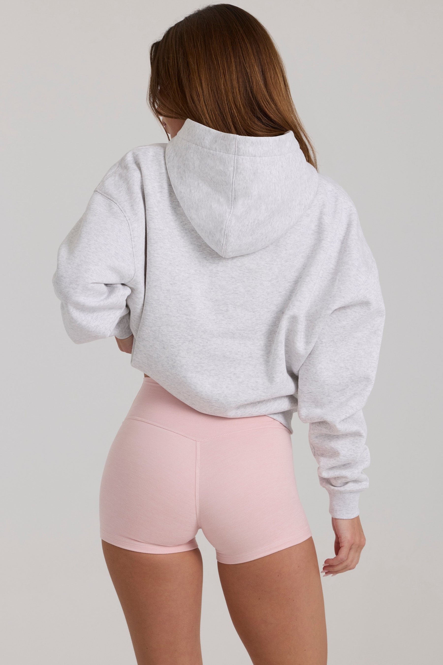 Gri Melanj Renginde, Büyük Beden Aplikeli Kapüşonlu Sweatshirt.