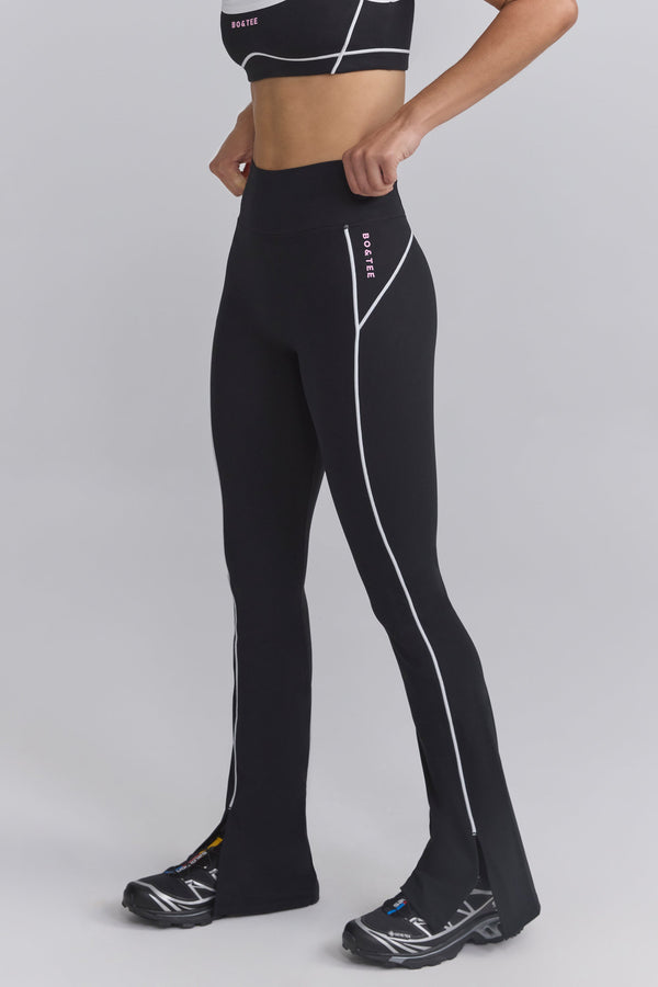 Siyah Soft Active Kontrast Kesimli Geniş Paça Pantolon