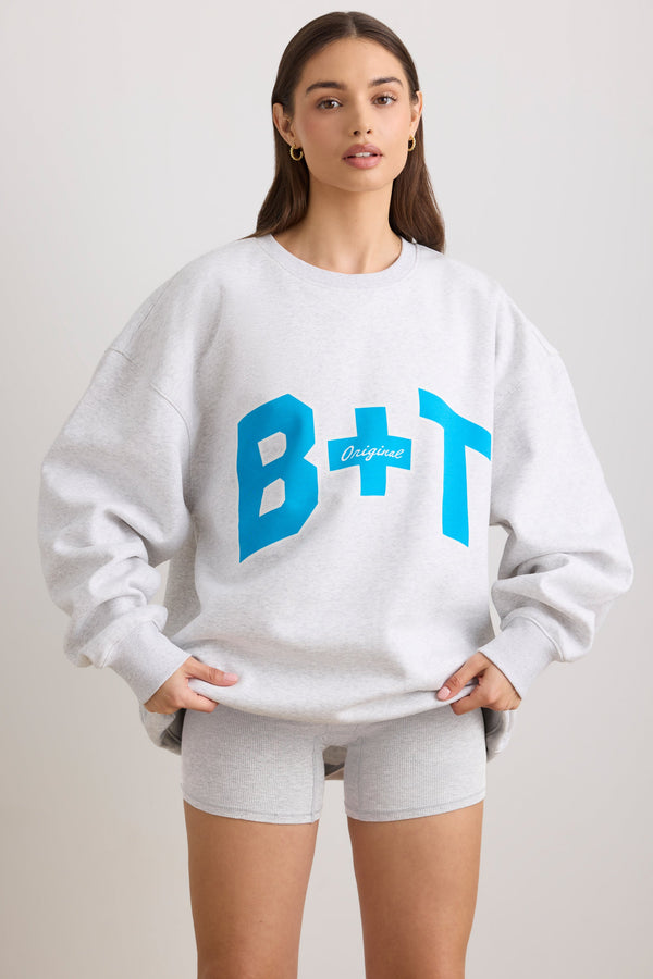Gri Marl Rengi Büyük Boy Yuvarlak Yaka Sweatshirt
